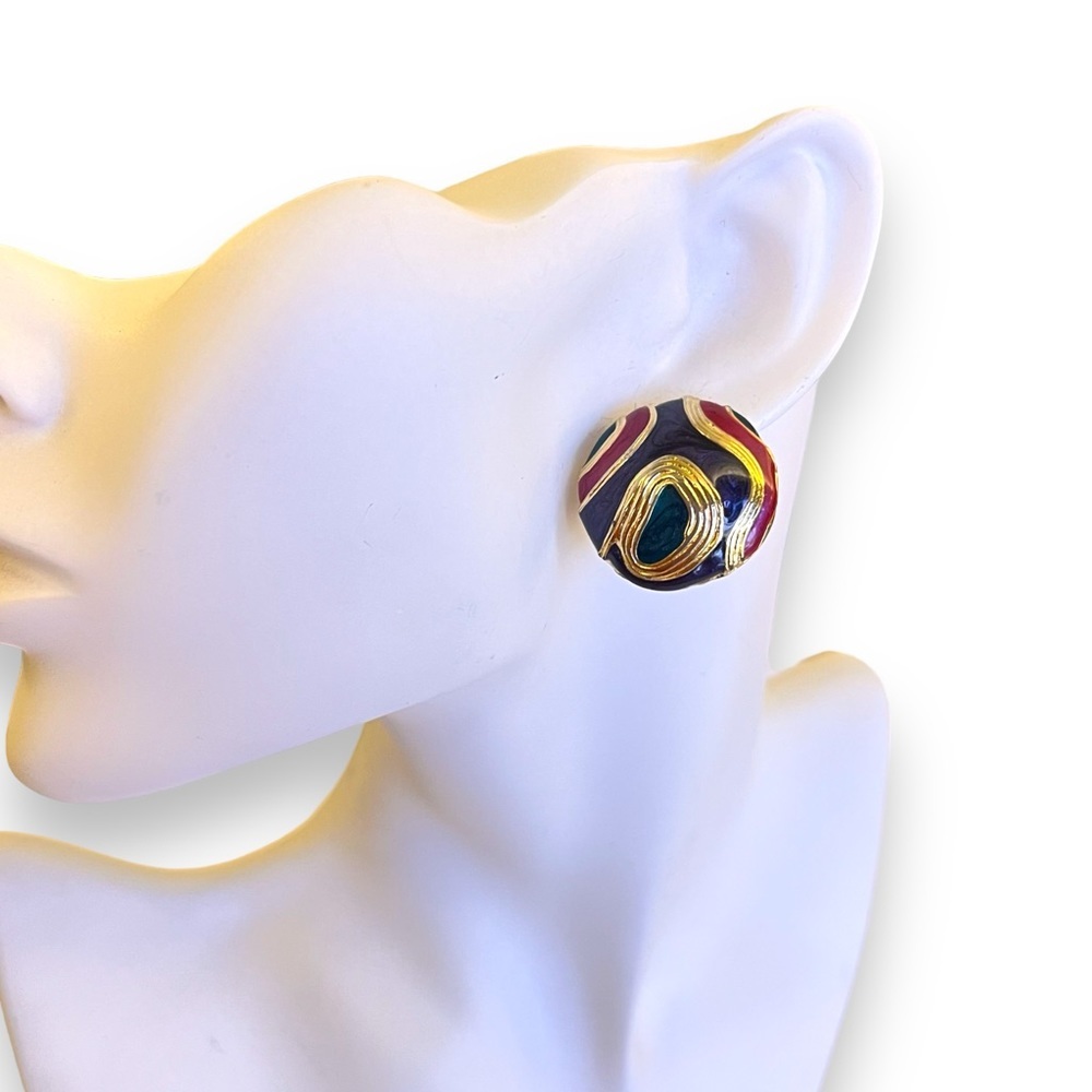 Vintage ‘Kerissa’ 80s Statement Power Multicolored Stud Earrings